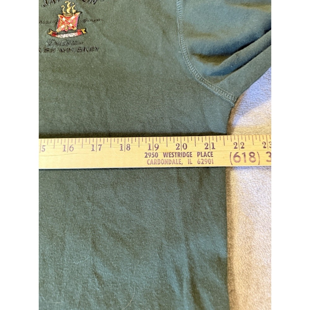 Jameson Whiskey Green Embroidered Long Sleeve Rugby Polo Shirt Men's Medium - Picture 13 of 14